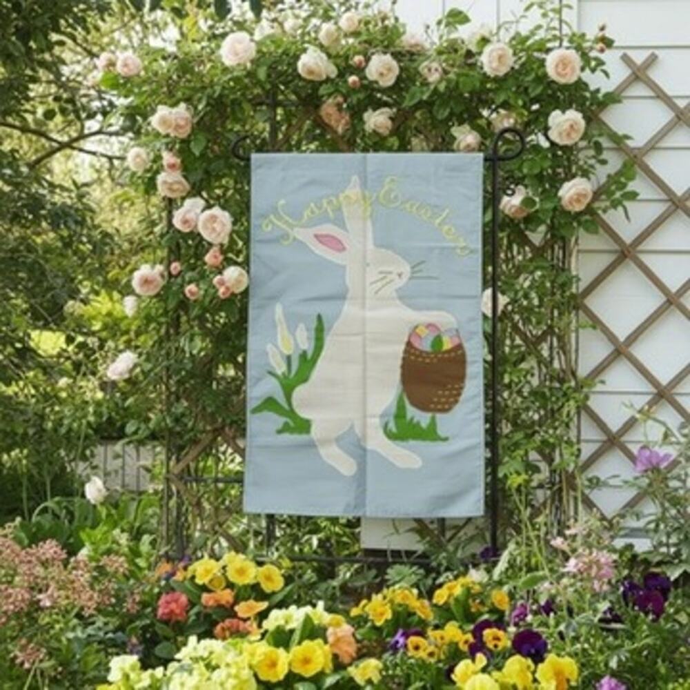Briarwood Lane Easter Bunny Garden Flag‎ with Basket & Tulips